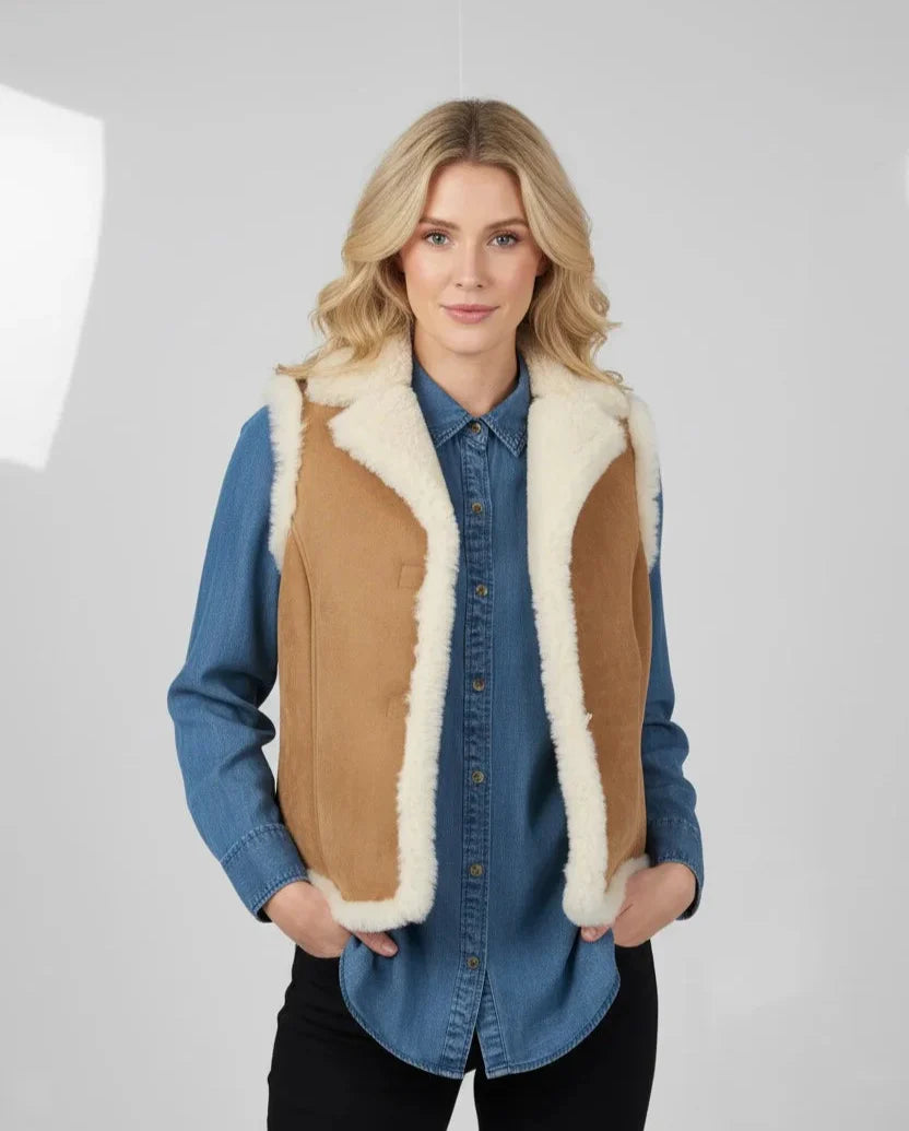 Women Slim-Fit Shearling Vest