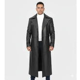 Men's Full-Length Black Leather Coat