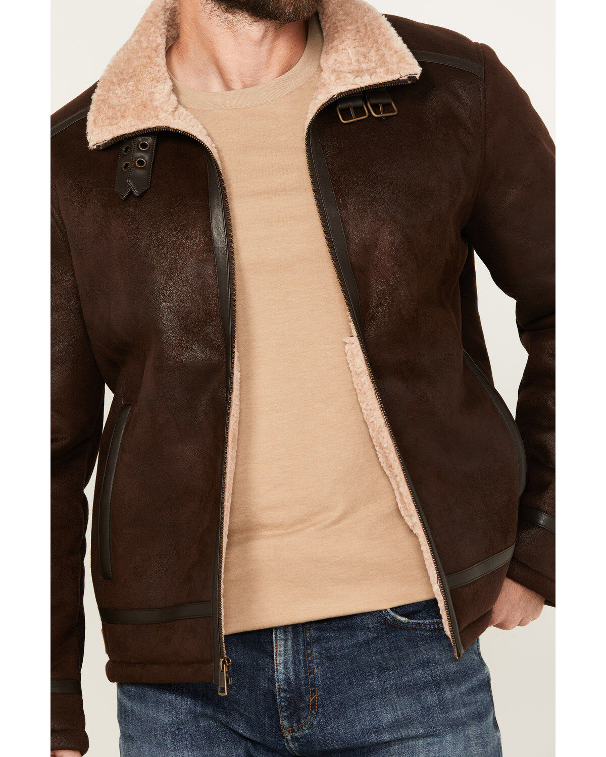Shearling Sherpa Lined Leather Jacket