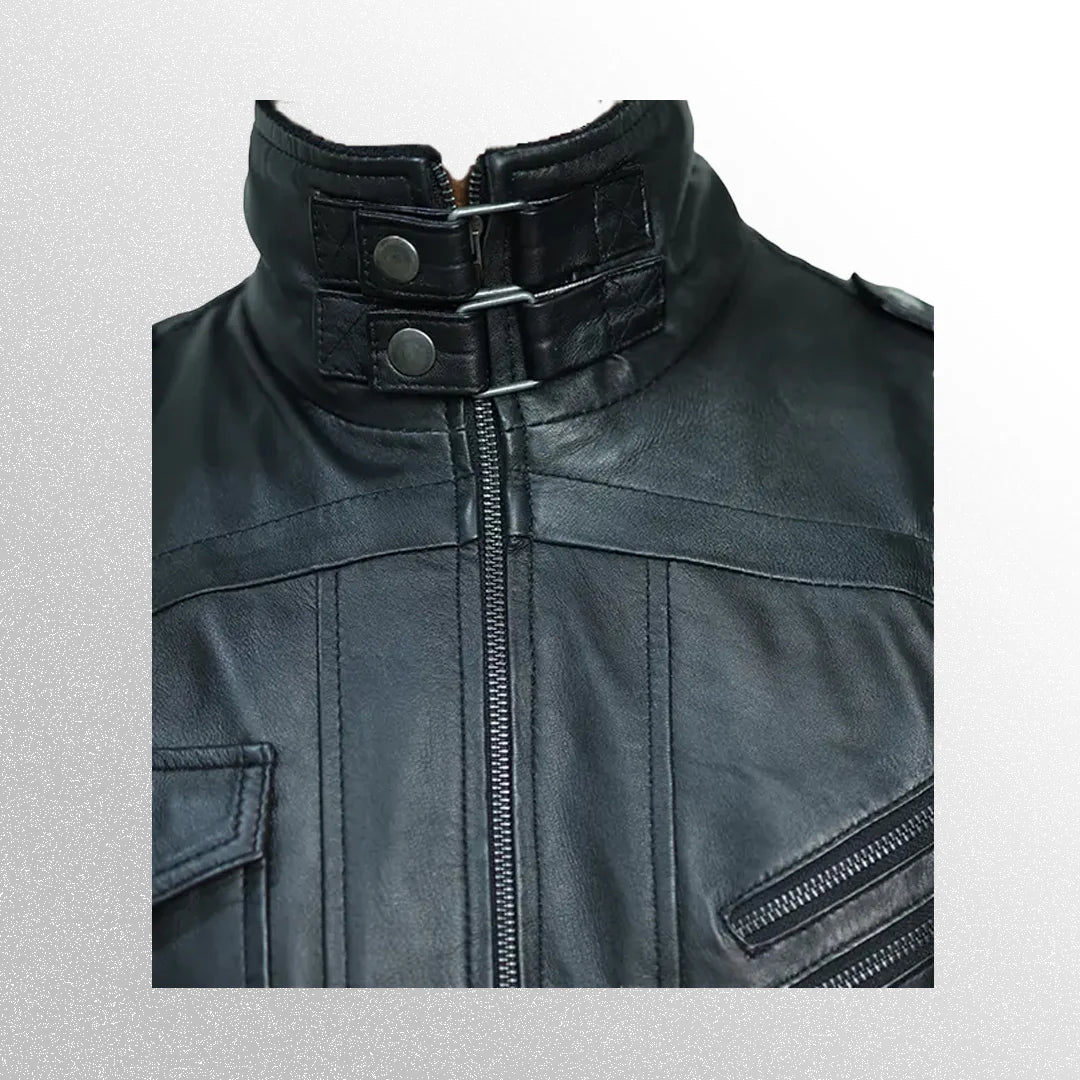 Men's Black Bomber Leather Jacket
