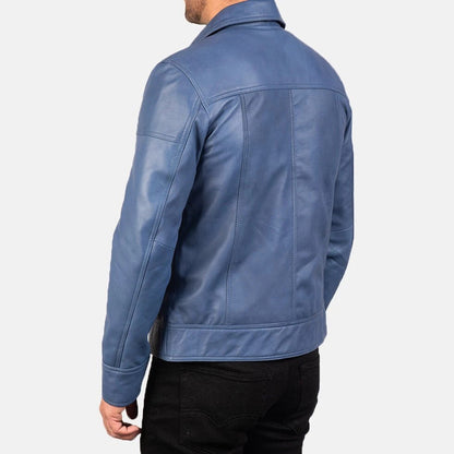 Lavender Blue Leather Biker Jacket