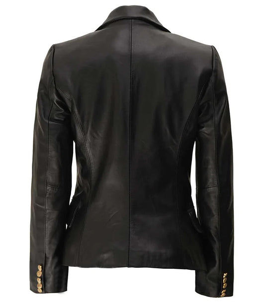 Women's Black Leather Blazer
