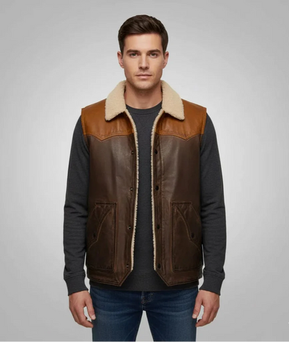 Shearling Lined Leather Vest