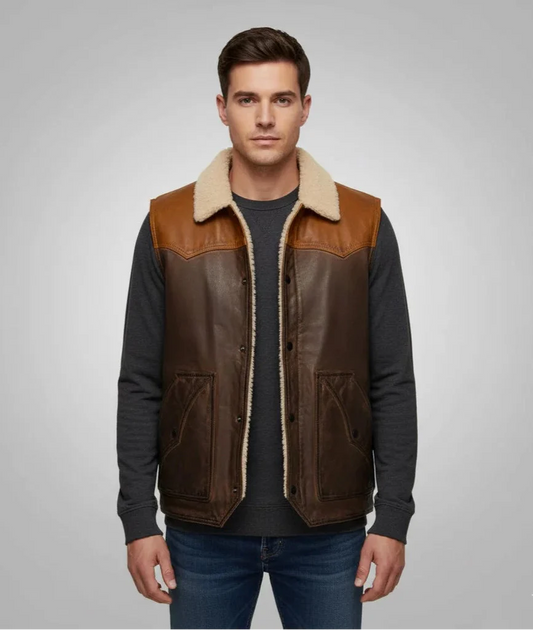 Shearling Lined Leather Vest