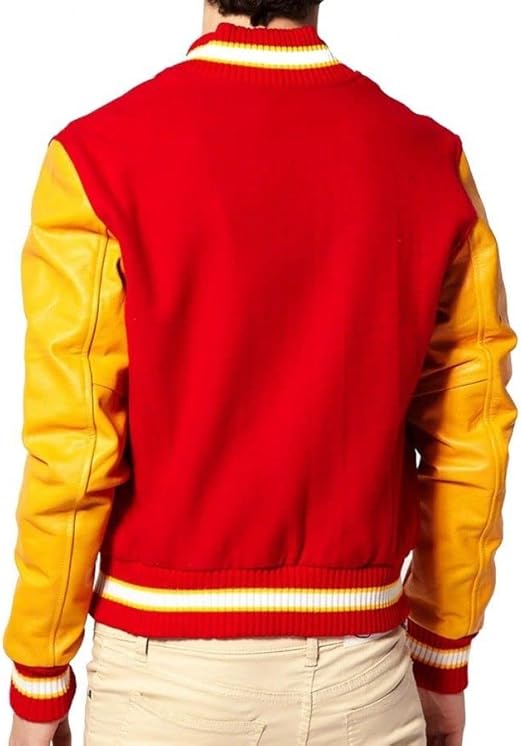Red & Yellow Varsity Jacket - Letterman Style Inspired by Michael Jackson