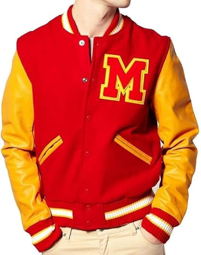 Red & Yellow Varsity Jacket - Letterman Style Inspired by Michael Jackson