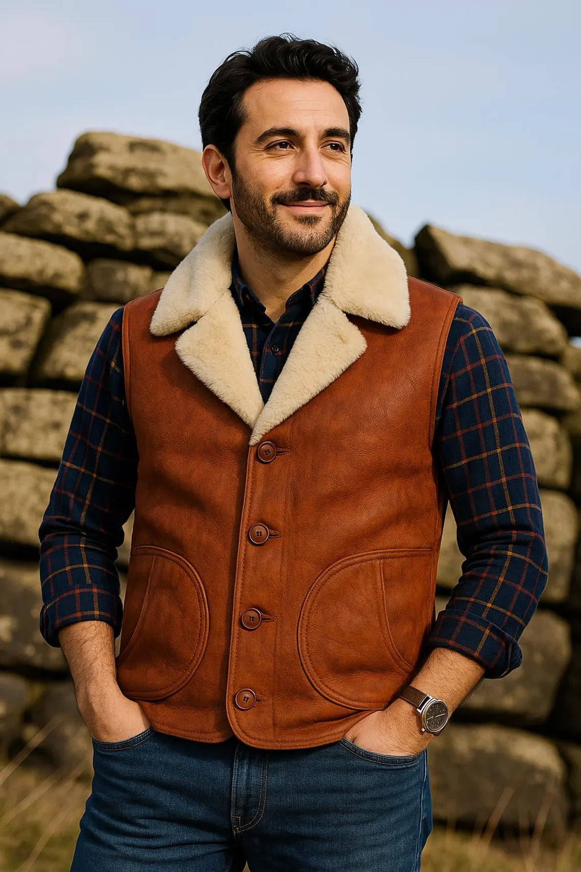 Genuine Sheepskin Shearling Vest Jacket