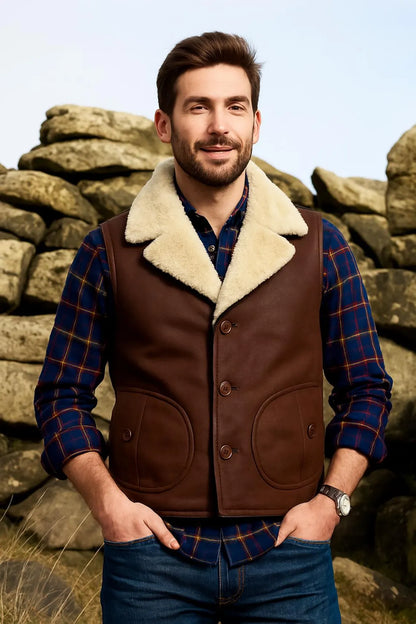 Genuine Sheepskin Shearling Vest Jacket