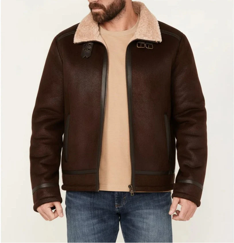 Shearling Sherpa Lined Leather Jacket