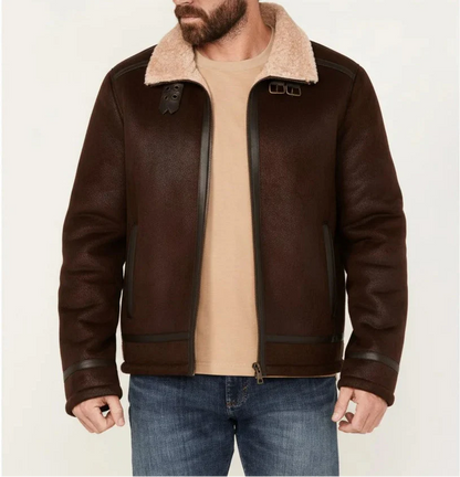 Shearling Sherpa Lined Leather Jacket