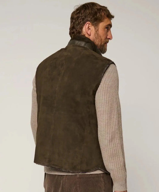 Olive Green Shearling Sheepskin Vest