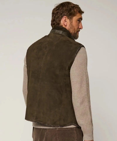Olive Green Shearling Sheepskin Vest