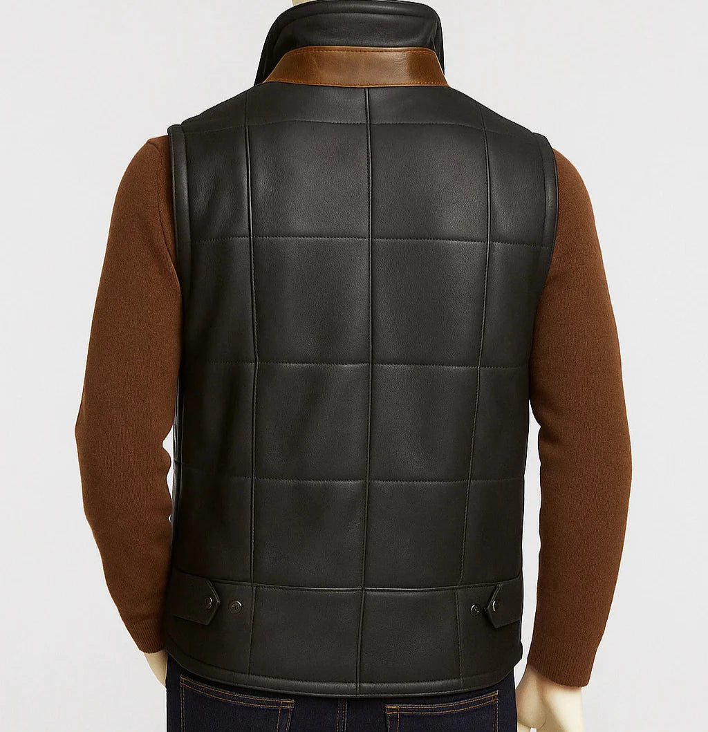 Aviator Sheepskin Leather Shearling Gilet Vest Jacket