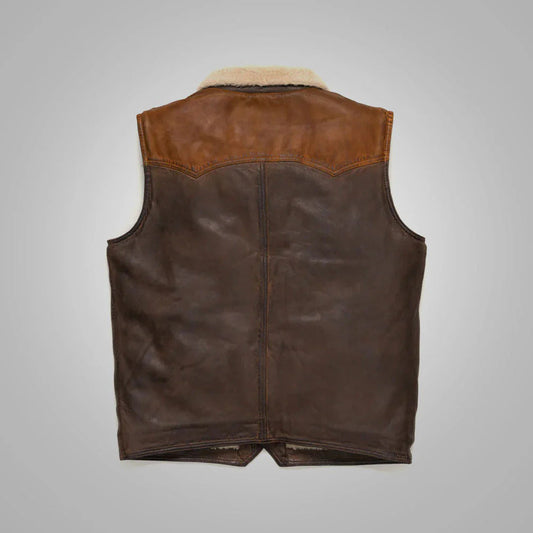 Shearling Lined Leather Vest