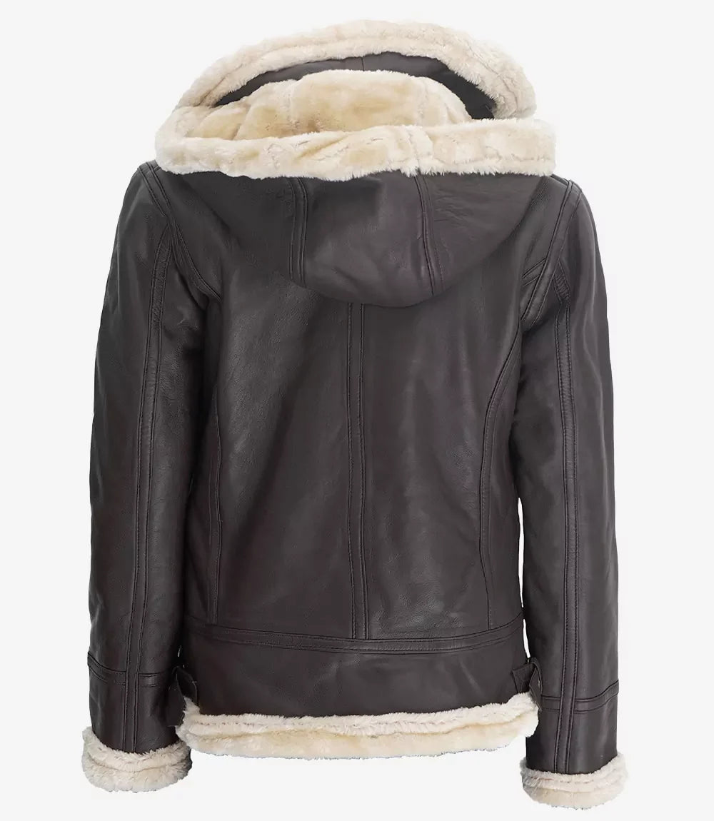 Dark Brown Shearling Leather Jacket – Classic Winter Aviator Style