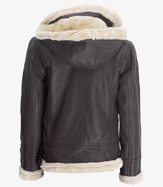 Dark Brown Shearling Leather Jacket – Classic Winter Aviator Style