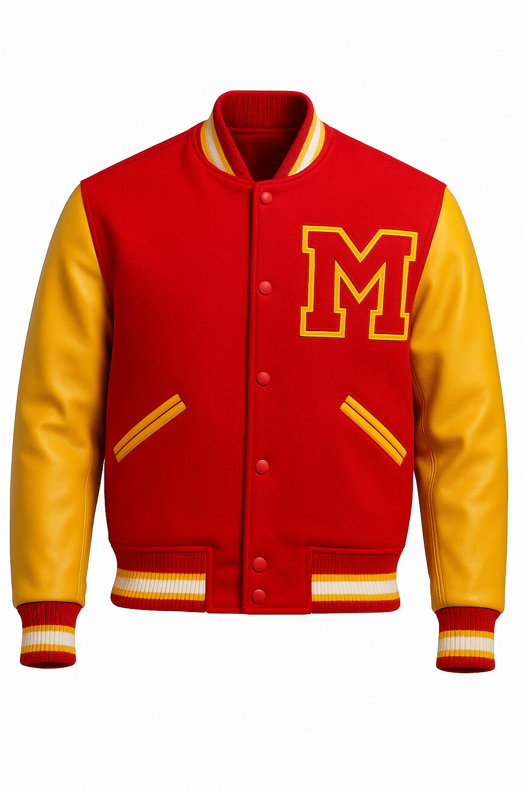 Red & Yellow Varsity Jacket - Letterman Style Inspired by Michael Jackson
